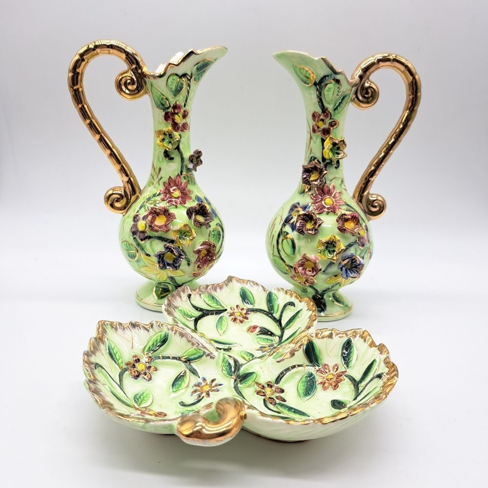 Vintage Vases‎ And Matching Dish